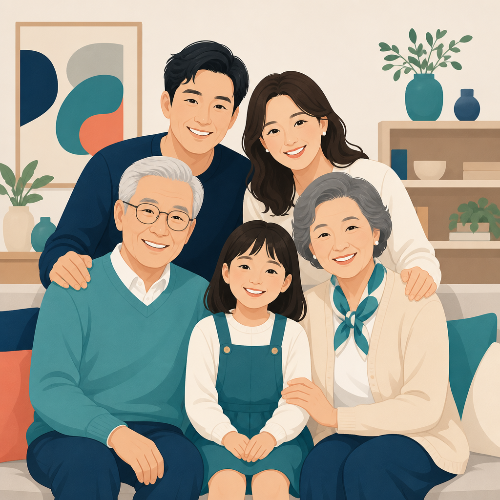 현대해상간병비보험 추천 대상 가족 일러스트